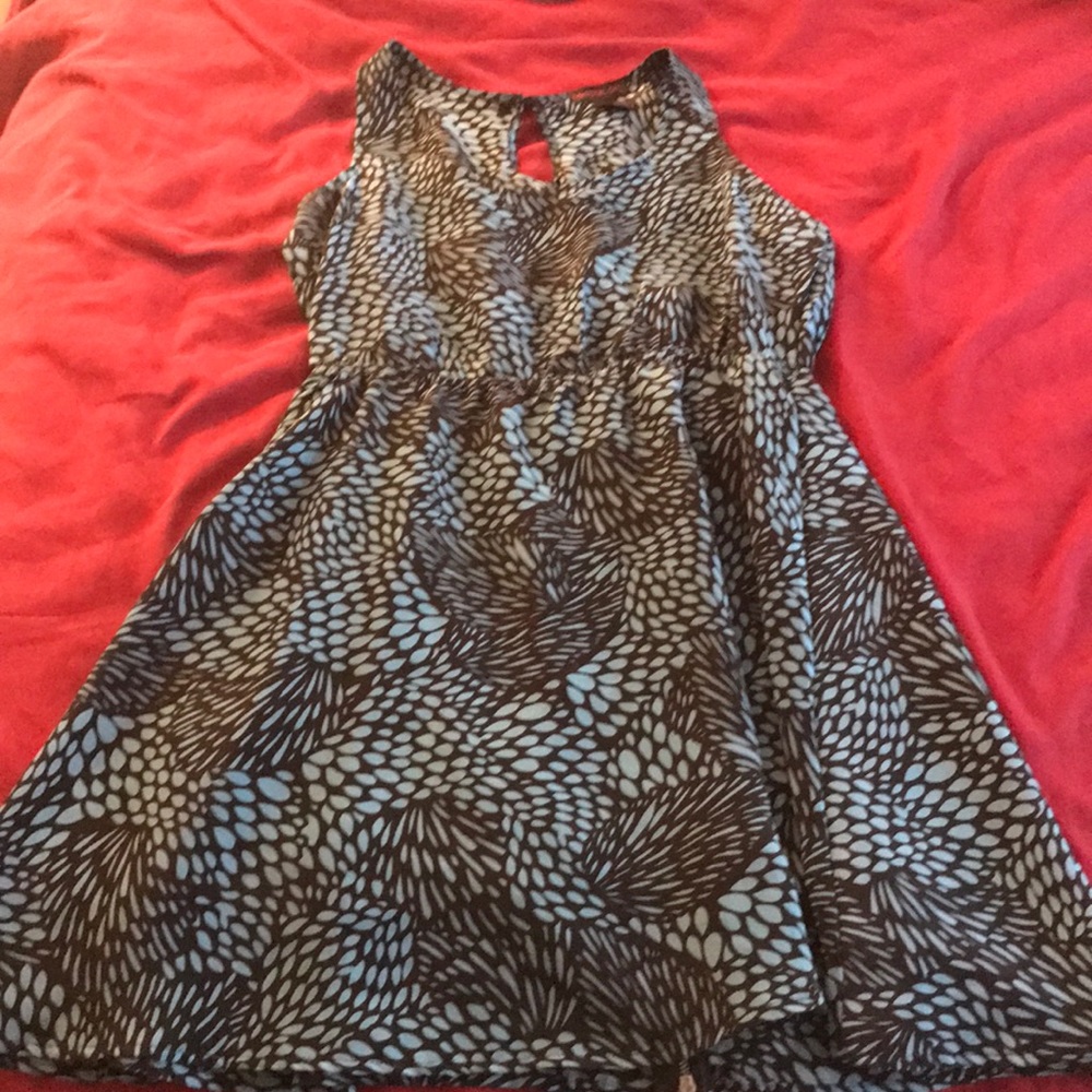 Blue and black printed dress